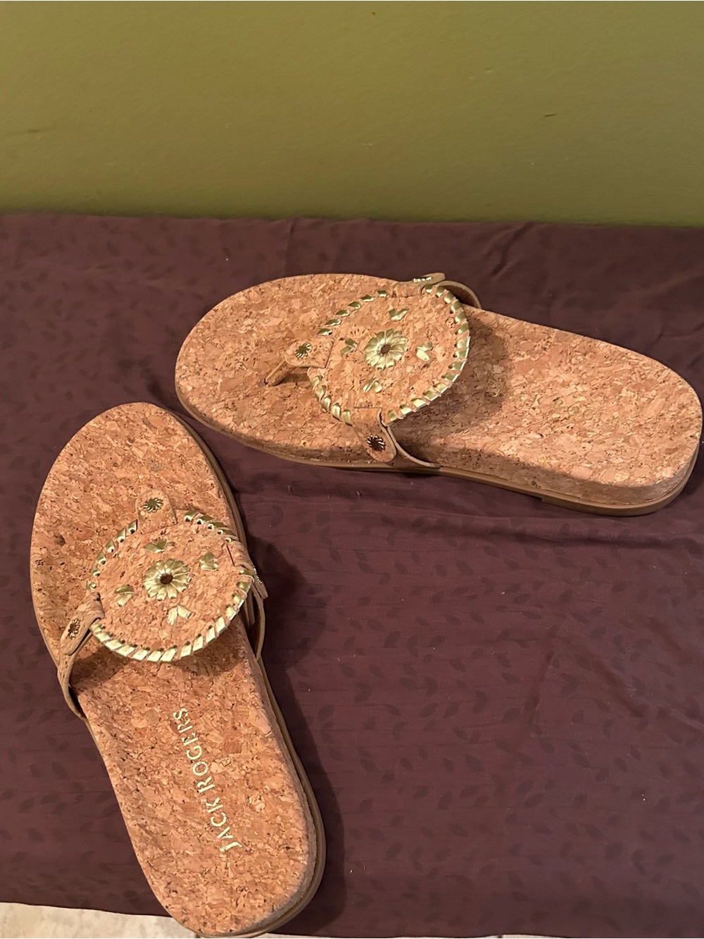 Jack Rogers Cork Medallion Slide Sandals - Cork Tan
